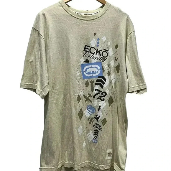 Vintage ECKO Unltd Y2K Men’s Cream with Blue Brown Print XL‎ - Picture 1 of 6